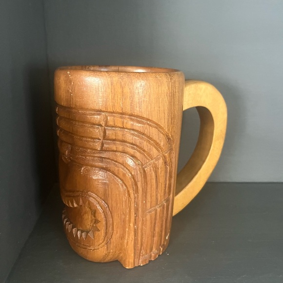 Tiki hand carved wooden mug - Picture 8 of 11
